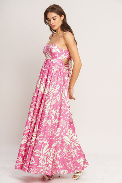 SUMMER HEAT FLORAL WOVEN MAXI DRESS