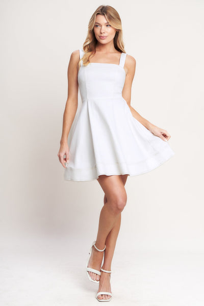 FIRST DATE FEELS WOVEN TWILL MINI DRESS