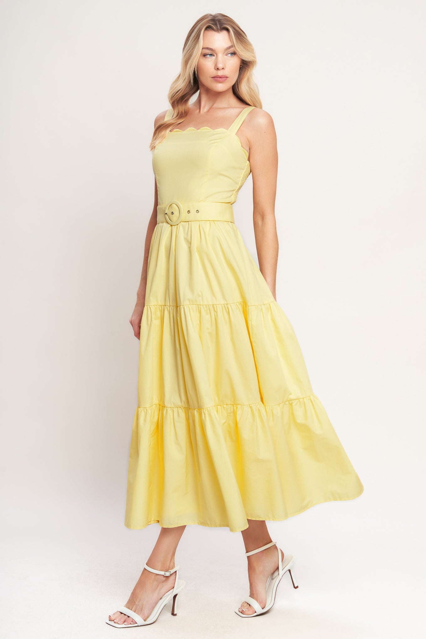 SUNSHINE SERENADE WOVEN MIDI DRESS