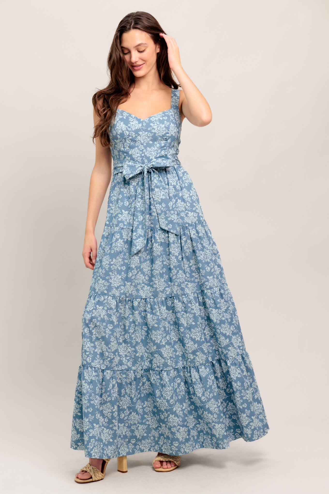 Modern PRAIRIE BLOOM WOVEN MAXI DRESS LIGHT INDIGO / L