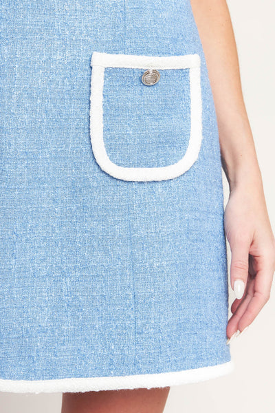 BLUE SKIES AND DAYDREAMS WOVEN MINI DRESS