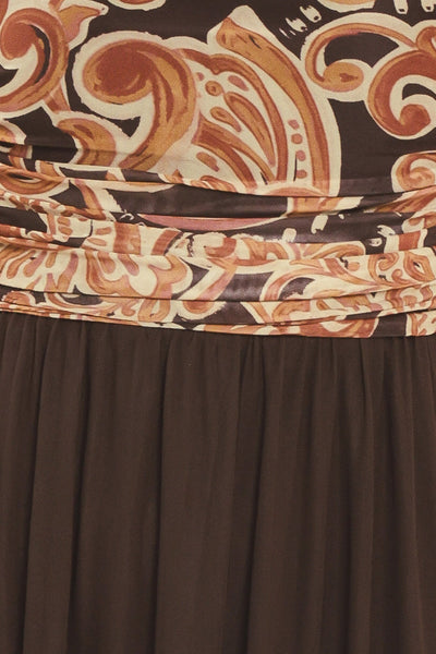 AUTUMN ARABESQUE KISS POWER MESH MAXI DRESS