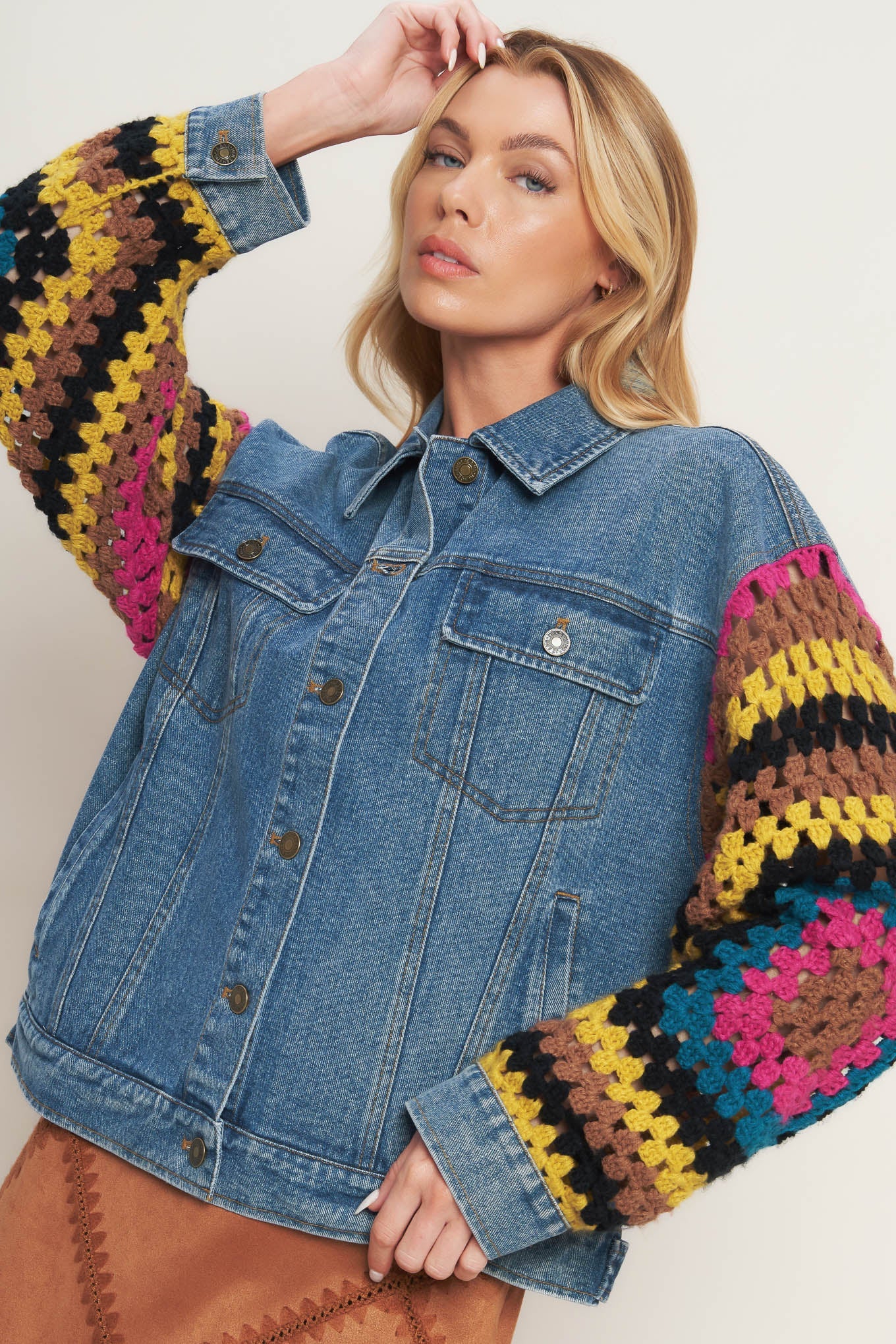 Explore More Collection - FESTIVAL WEAVE WASHED DENIM JACKET
