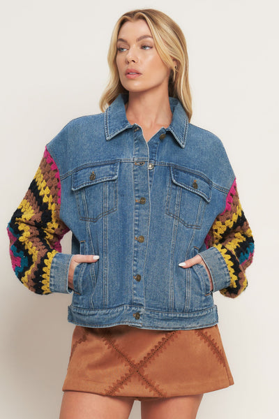 Explore More Collection - FESTIVAL WEAVE WASHED DENIM JACKET