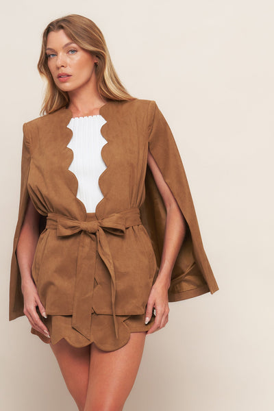 Explore More Collection - DESERT FLOWER FAUX SUEDE TOP