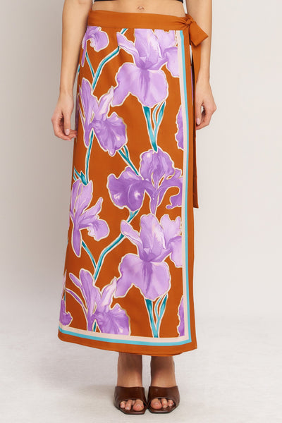SUMMER IRIS WOVEN MIDI WRAP SKIRT