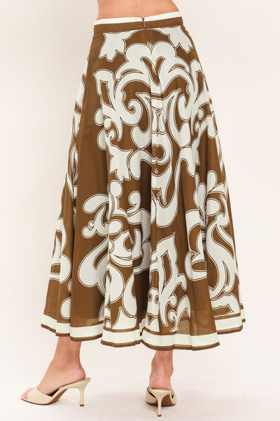 COFFEE CREAM BORDER CIRCLE SKIRT