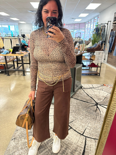 Janet - A Mid Rise Wide Crop Garment Dyed Utility Pocket Pants