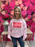 Explore More Collection - Faux XOXO Sweatshirt Pink with Red Letters