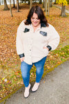 Explore More Collection - Feeling Bold Ivory Sherpa Fleece Faux Leather Jacket