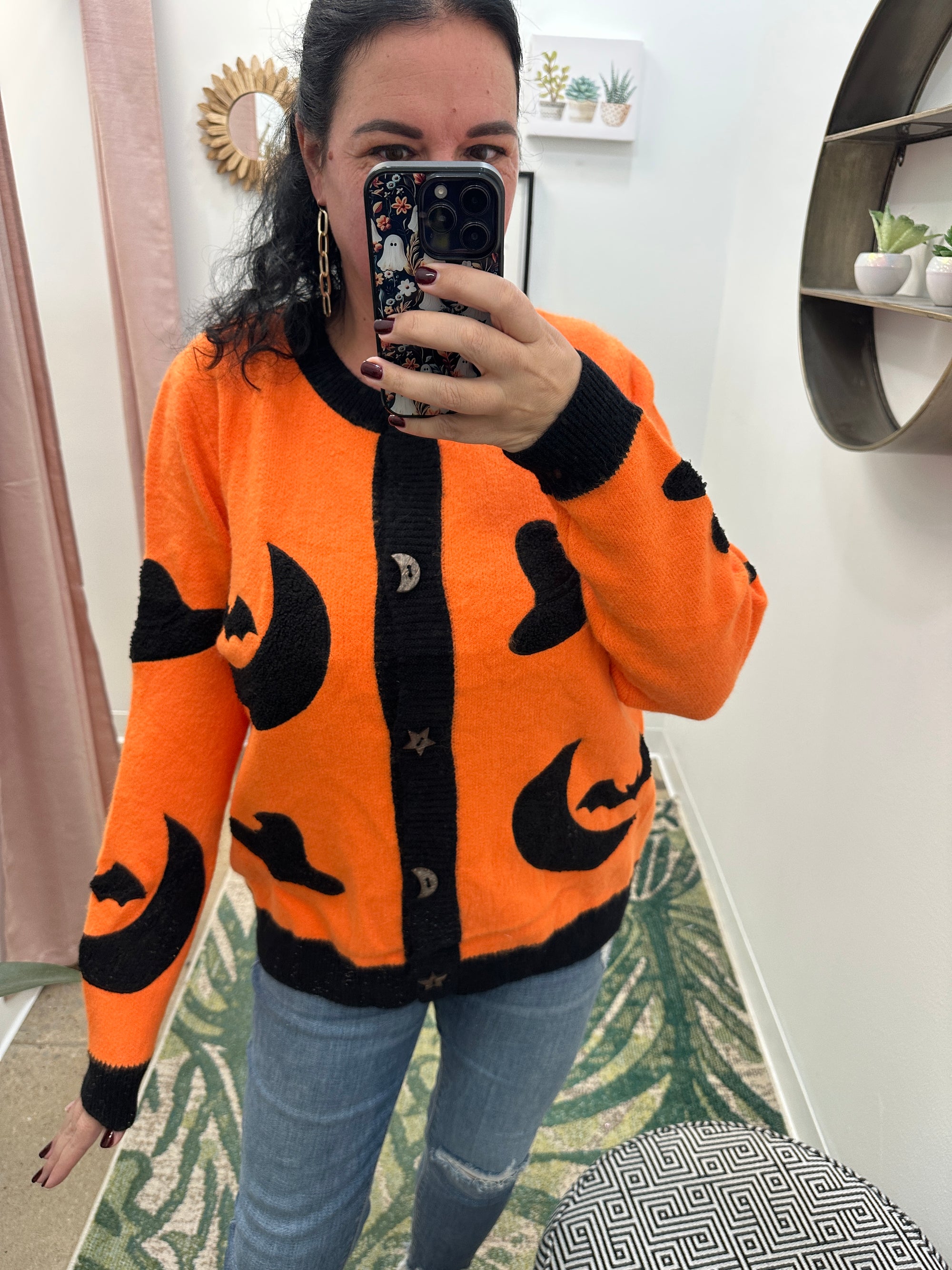 Batty -  A Halloween Cardigan: A Bat, Hat and Moon