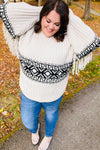 Explore More Collection - Ready For Anything Taupe & Black Tassel Aztec Sweater