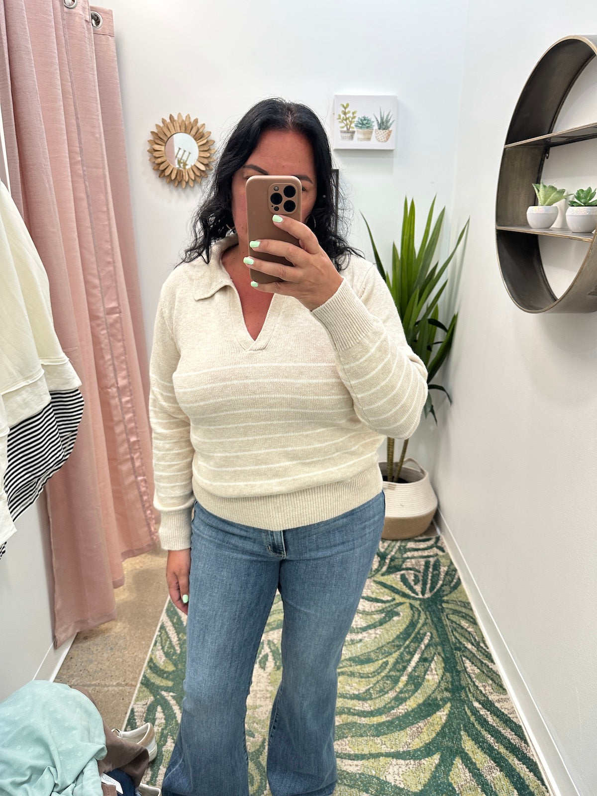 Michelle - Striped Collar Pullover