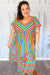 Explore More Collection - Bright Thoughts Rainbow Stripe Flutter Sleeve Fit & Flare Midi Dress