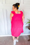 Explore More Collection - Lots To Love Fuchsia Smocked Flutter Sleeve Tiered Midi Dress