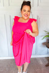 Explore More Collection - Lots To Love Fuchsia Smocked Flutter Sleeve Tiered Midi Dress