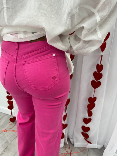 Hot Pink - A Garment Dyed 90's Straight Jeans