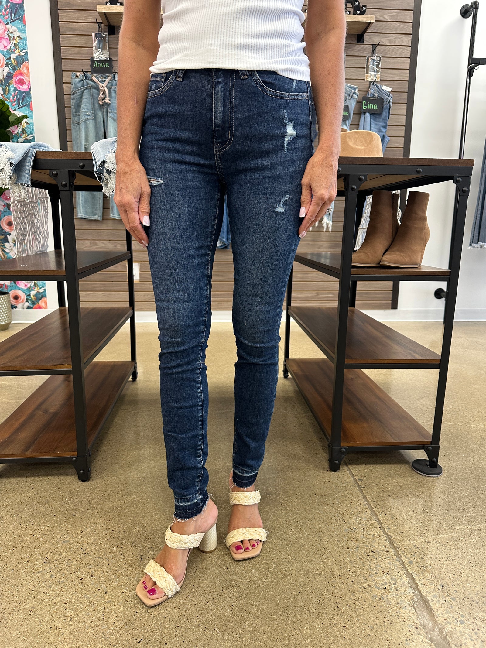 Road Trippin' - High rise cropped skinny denim pants