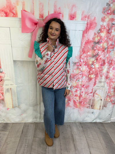 Candy Stripe - Candy Cane Stripe Puffer Vest