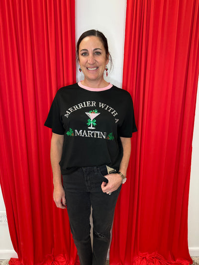 Merrier - Merrier with a Martini Embroidered Tee