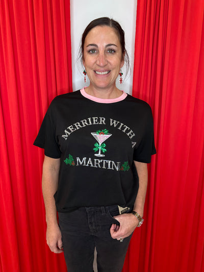 Merrier - Merrier with a Martini Embroidered Tee