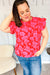 Explore More Collection - All The Frills Red & Fuchsia Floral Smocked Ruffle Sleeve Top