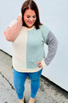 Explore More Collection - Feeling Casual Rust & Olive Two-Tone Knit Color Block Top