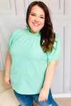 Explore More Collection - Follow Me Mint Frill Mock Neck Woven Top