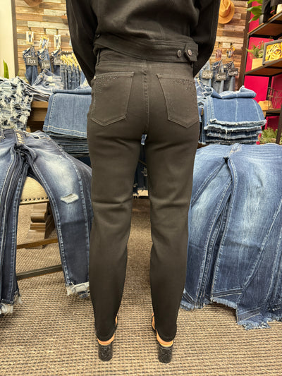 Brenda - A Pair of High Waisted Rhinestone Embellished Slim Jean - All Sizes
