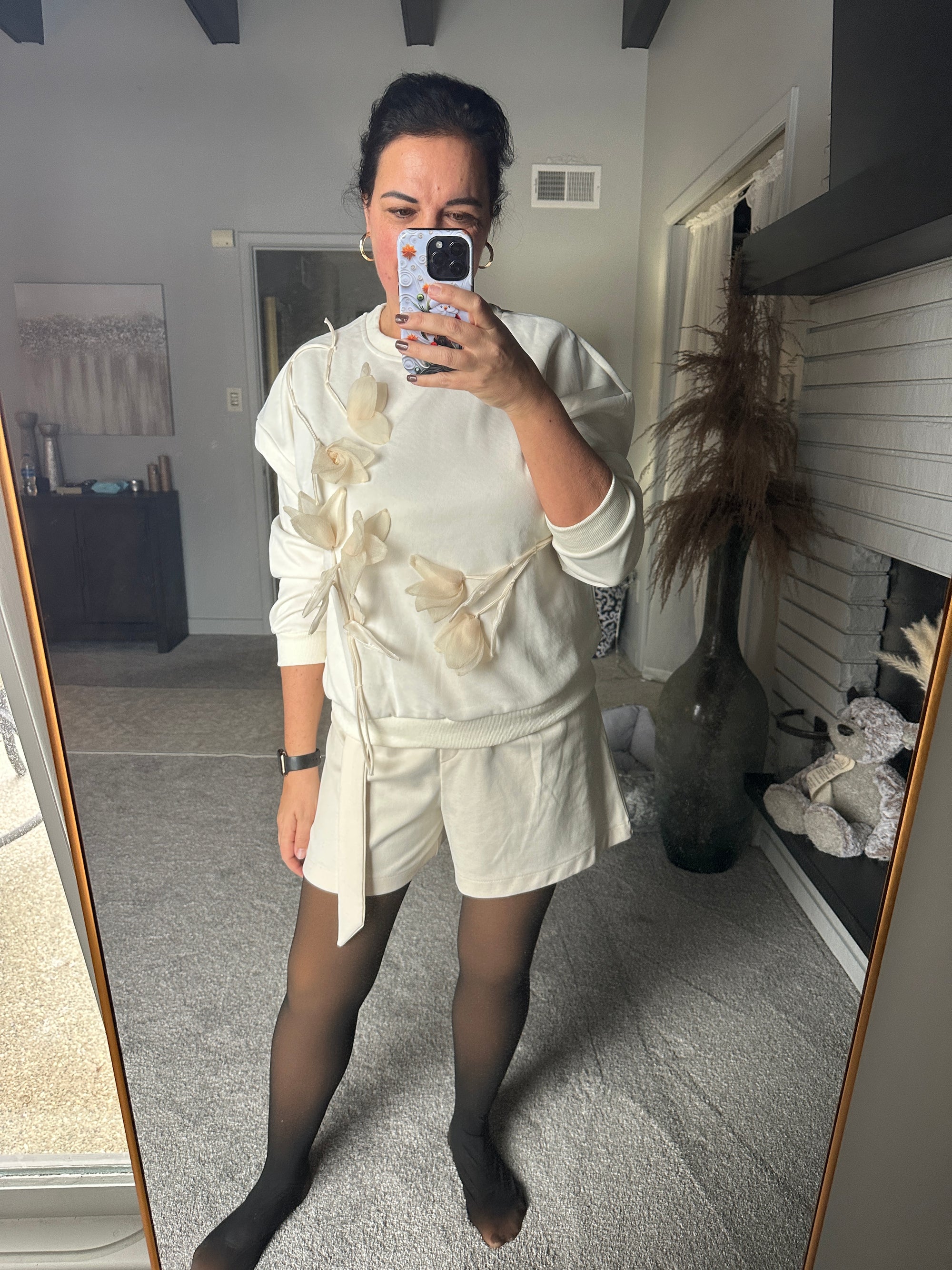 Explore More Collection - Flower Dropped Shoulder Sweatshirt