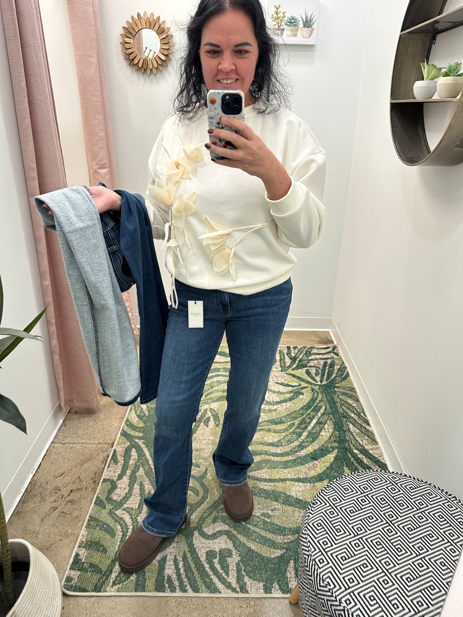 Dana - A Pair of Mid Rise Thermal Bootcut Jeans