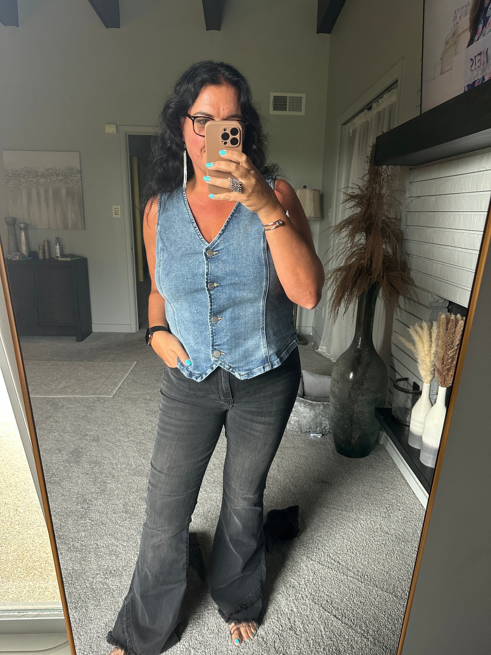 Explore More Collection - RISEN Full Size V-Neck Button Down Vest Plus Size