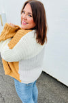 Explore More Collection - Face The Day Camel Color Block Chunky Knit Cardigan