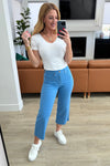 Explore More Collection - Lisa High Rise Control Top Wide Leg Crop Jeans in Sky Blue