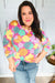 Explore More Collection - Easy To Love Fuchsia Floral Two Tone Knit Vintage Top