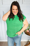 Explore More Collection - Seize The Day Kelly Green Dolman Rib Sweater Top