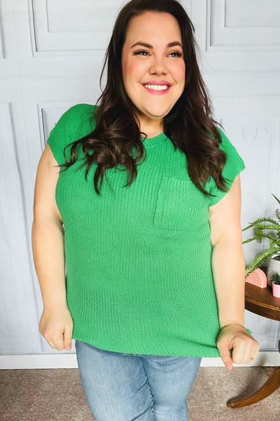 Explore More Collection - Seize The Day Kelly Green Dolman Rib Sweater Top