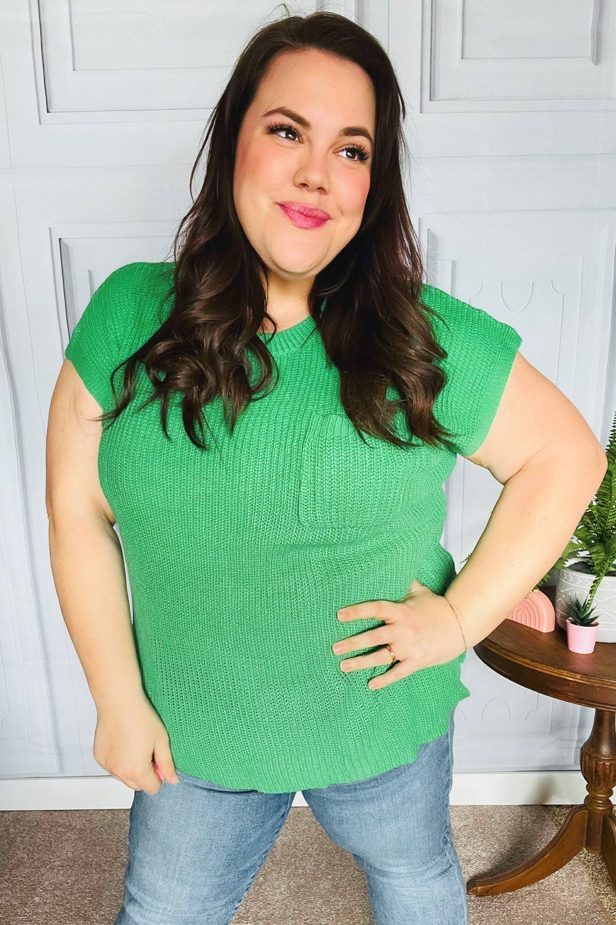 Explore More Collection - Seize The Day Kelly Green Dolman Rib Sweater Top