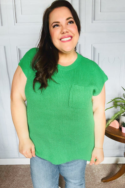 Explore More Collection - Seize The Day Kelly Green Dolman Rib Sweater Top