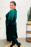 Explore More Collection - Holiday Dreaming Hunter Green Velvet Mock Neck Smocked Waist Dress