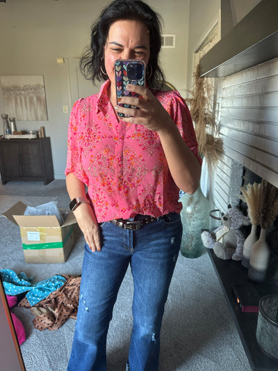 Floral Print Puff Sleeve Shirt