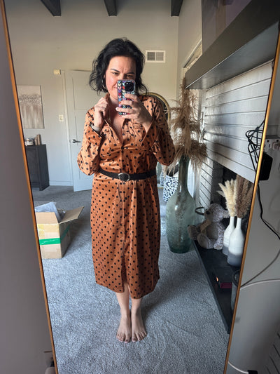 Polka Dot Button-Down Midi Dress