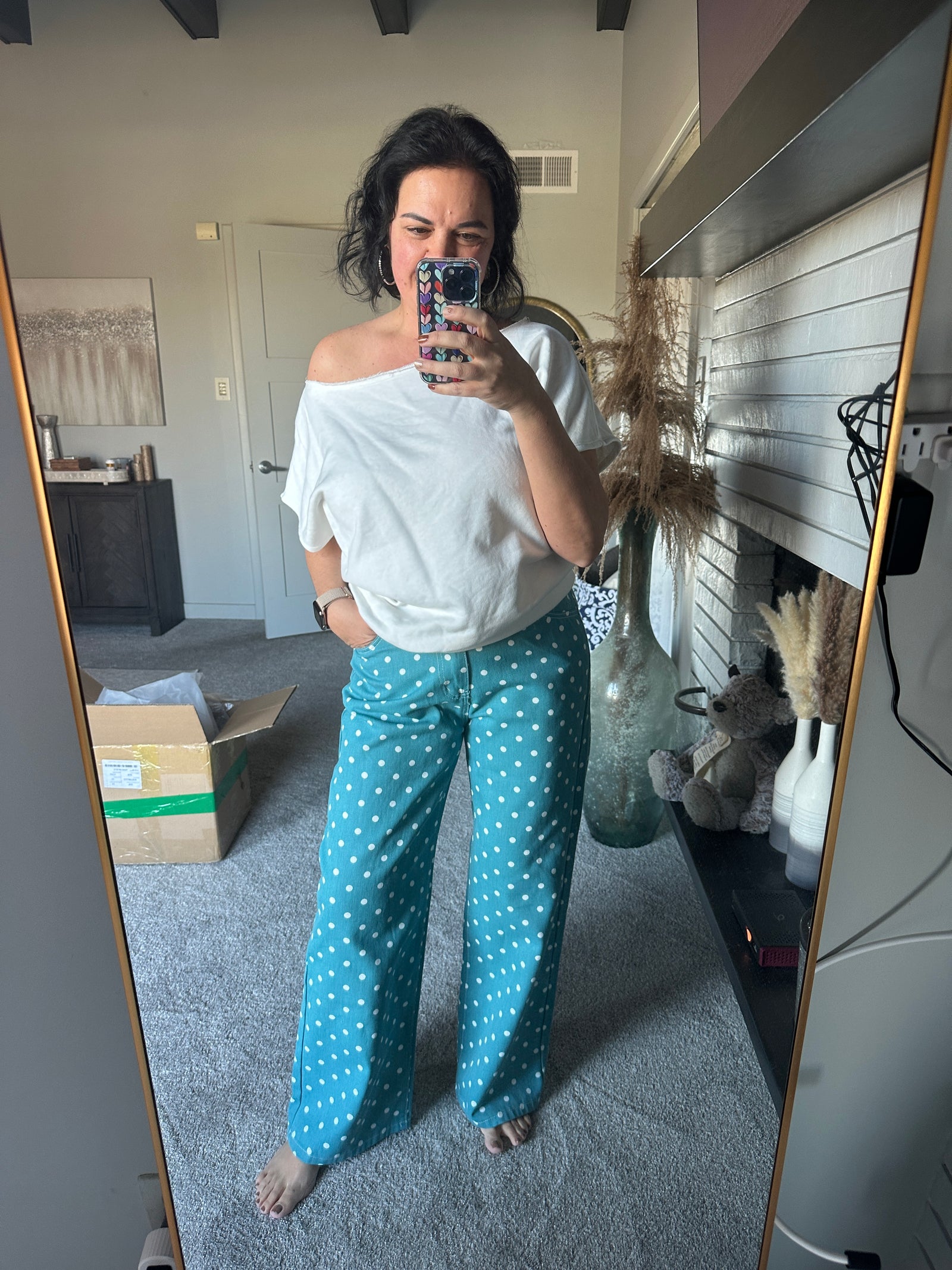 Polka Dot Wide Leg Jeans