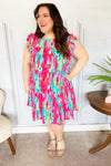 Explore More Collection - Feeling Bold Multicolor Abstract Print Tiered Ruffle Sleeve Dress