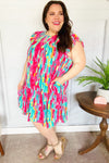 Explore More Collection - Feeling Bold Multicolor Abstract Print Tiered Ruffle Sleeve Dress