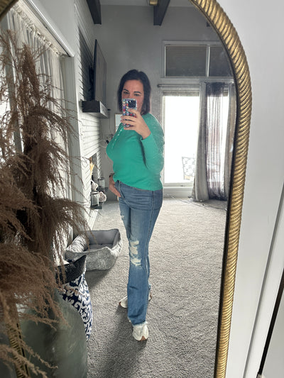 Maureen High Rise Distressed Bootcut Jeans