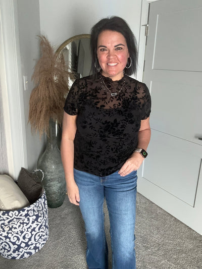 Floral Lace Sheer Mesh Top
