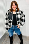 Explore More Collection - It's Your Best Black & Ivory Plaid Sherpa Button Down Jacket