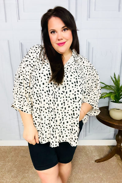 Explore More Collection - Diva Loving Ivory Leopard Print Button Down Oversized Top