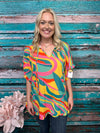 Matt - A Poncho Like Top with V-Neck & Ruffle Detail - All Sizes